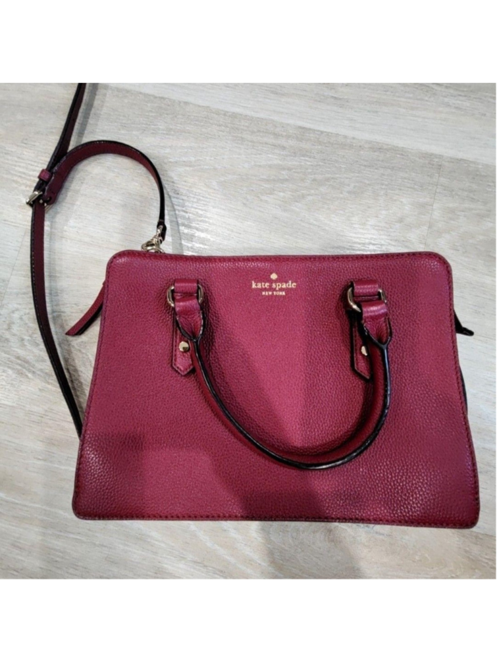 Kate Spade Satchel Bag Womens Medium Burgundy Leather Mulberry Street Crossbody